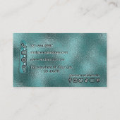 エレガントティール（緑がかった色）フォイル波状瑪瑙メイクアップアーティストシャイニー 名刺 (裏面)