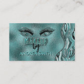 エレガントティール（緑がかった色）フォイル波状瑪瑙メイクアップアーティストシャイニー 名刺 (正面)