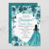 エレガントティール（緑がかった色）フローラキンセアニェラ招待状 招待状 (正面/裏面)