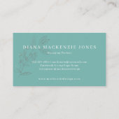 エレガントティール（緑がかった色）フローラグリッターモノグラムの 名刺 (裏面)