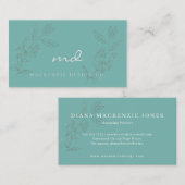 エレガントティール（緑がかった色）フローラグリッターモノグラムの 名刺 (正面/裏面)