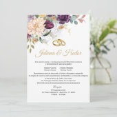 エレガントティール（緑がかった色）フローラ結婚式招待状 招待状 (スタンド正面)