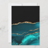 エレガントティール(緑がかった色)ブラック大理石金ゴールド90th誕生日 招待状 (裏面)