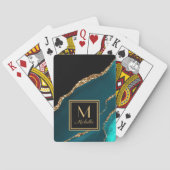 エレガントティール（緑がかった色）ブラック金ゴールドモノグラムイニシャル名 トランプ (裏面)