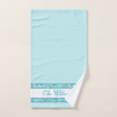 エレガントティール(緑がかった色)ブルーとホワイト抽象芸術ペイズリープリント バスタオルセット (ハンドタオル)