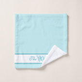 エレガントティール(緑がかった色)ブルーとホワイト抽象芸術ペイズリープリント バスタオルセット (ウォッシュタオル)