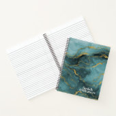 エレガントティール(緑がかった色)ブルーアゲートジオードマーブルモノグラム名 ノートブック (内部)