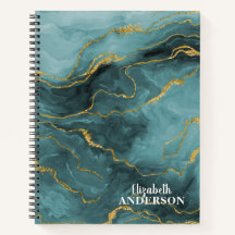 エレガントティール（緑がかった色）ブルーアゲートジオードマーブルモノグラム名