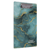 エレガントティール(緑がかった色)ブルーアゲートジオードマーブルモノグラム クリップボード (右)