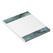 エレガントティール(緑がかった色)ブルーアゲートジオードマーブルモノグラム ノートパッド (アングル)