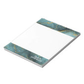 エレガントティール(緑がかった色)ブルーアゲートジオードマーブルモノグラム ノートパッド (回転)