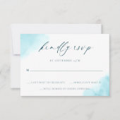 エレガントティール（緑がかった色）ブルーウォーター色RSVPのカー結婚ド サンキューカード (正面)