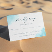 エレガントティール（緑がかった色）ブルーウォーター色RSVPのカー結婚ド サンキューカード