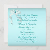 エレガントティール（緑がかった色）ブルーキンセアニェラパーティー 招待状 (裏面)