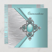 エレガントティール（緑がかった色）ブルーキンセアニェラ 招待状 (正面/裏面)