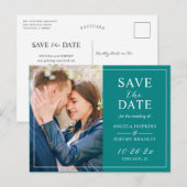 エレガントティール（緑がかった色）ブルーグモダンリーン写真保存 ポストカード (正面/裏面)