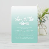 エレガントティール（緑がかった色）ブルーグラデーションベビーシャワー招待状 招待状 (スタンド正面)