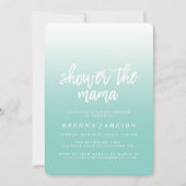 エレガントティール（緑がかった色）ブルーグラデーションベビーシャワー招待状 招待状 (正面)