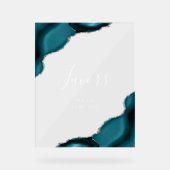 エレガントティール(緑がかった色)ブルーシルバーゲート結婚式の引き出物 アクリルサイン (正面)