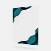 エレガントティール(緑がかった色)ブルーシルバーゲート結婚式の引き出物 アクリルサイン (傾斜)