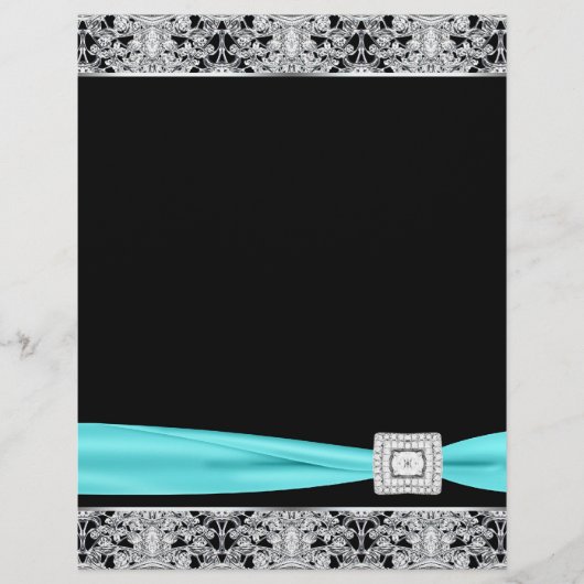 エレガントティール(緑がかった色)ブルーシルバーフライヤーテンプレート チラシ (正面)