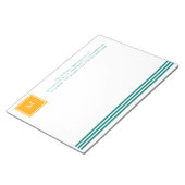 エレガントティール(緑がかった色)ブルースストライプのホワイトモノグラムB&B ノートパッド (アングル)