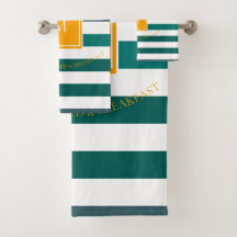 エレガントティール（緑がかった色）ブルースストライプのホワイトモノグラムB&B