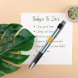 エレガントティール（緑がかった色）ブルースストライプのホワイトモノグラムB&B ボールペン