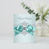 エレガントティール（緑がかった色）ブルーダイアモンドアニー大事な行事 招待状 (スタンド正面)