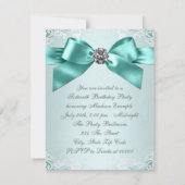 エレガントティール（緑がかった色）ブルーダイアモンドアニー大事な行事 招待状 (裏面)