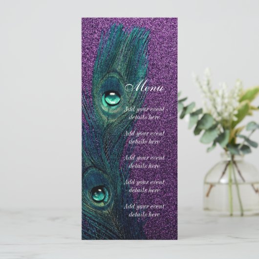 エレガントティール（緑がかった色）ブルーパープルピーコッ結婚クス メニュー (スタンド正面)