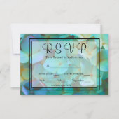 エレガントティール（緑がかった色）ブルーピンク紫陽花RSVP 出欠カード (正面)