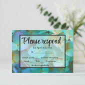 エレガントティール(緑がかった色)ブルーピンク紫陽花RSVP 出欠カード (スタンド正面)