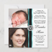 エレガントティール（緑がかった色）ブルーフォトキンセアニェラ招待状 招待状 (正面)