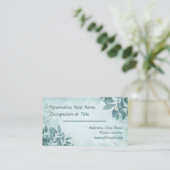 エレガントティール(緑がかった色)ブルーフォージズ自然デザインスタイリッシュ 名刺 (スタンド正面)