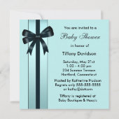 エレガントティール(緑がかった色)ブルーベビーシャワー 招待状 (裏面)