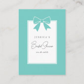 エレガントティール（緑がかった色）ブルーボウブライダルシャワー登録簿 エンクロージャーカード (裏面)