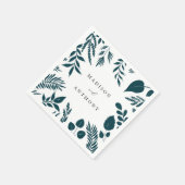 エレガントティール（緑がかった色）ブルーボ結婚タニカル スタンダードカクテルナプキン (角)