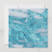 エレガントティール(緑がかった色)ブルーマーブルグリッタージオメトリック結婚ス 招待状 (裏面)