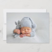 エレガントティール（緑がかった色）ブルーリボンボウベビー2フォト誕生 案内状 (裏面)