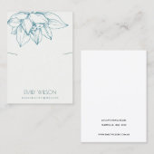 エレガントティール(緑がかった色)ブルーロータスシンプルネックレス表示器 名刺 (正面/裏面)