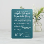 エレガントティール(緑がかった色)ブルー夕べ招待状 招待状 (スタンド正面)