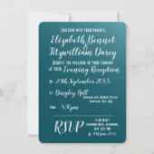 エレガントティール(緑がかった色)ブルー夕べ招待状 招待状 (正面)