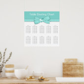エレガントティール（緑がかった色）ブルー結婚の座席表 ポスター (キッチン)