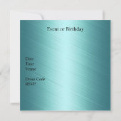 エレガントティール（緑がかった色）ブルー金ゴールドイベントパーティー 招待状 (裏面)