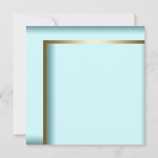 エレガントティール（緑がかった色）ブルー金ゴールドクリスマスパーティの招待状 招待状 (裏面)