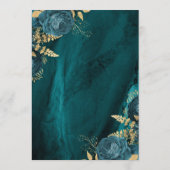 エレガントティール（緑がかった色）ブルー金ゴールド結婚フローラ メニュー (裏面)