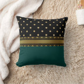 エレガントティール(緑がかった色)ブルー、ブラック&金ゴールドの塗り模様 クッション (ブランケット)