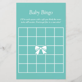 エレガントティール（緑がかった色）ブルー&ボウベイビーシャワー推理ゲーム