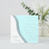 エレガントティール（緑がかった色）ブ結婚ルー 招待状 (スタンド正面)